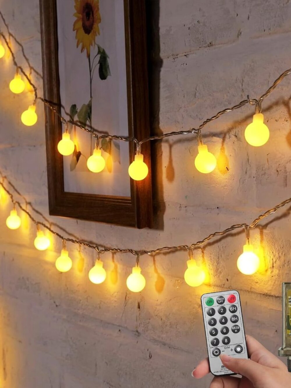 Globe String Lights, 66 Feet 200 Led Fairy Lights Plug in